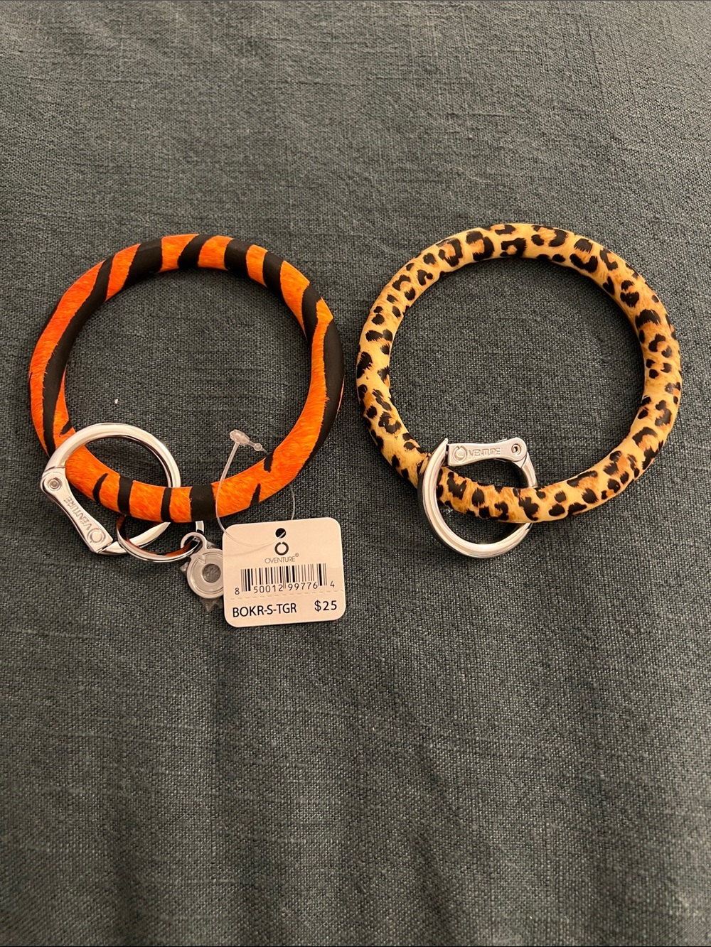 O Venture Orange Tiger & Leopard Print Key Ring Bangle